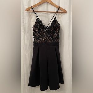 Francesca’s Black Lace Fit & Flare Dress Size XS